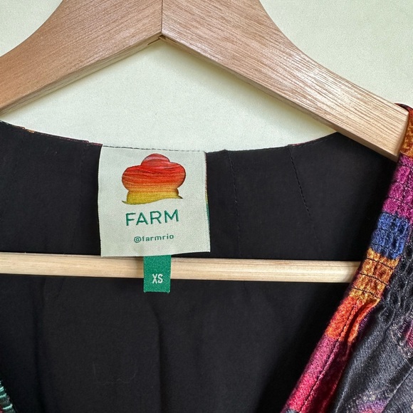 Farm Rio Mixed Scarves Satin Wrap Tassel Tie Dress, size XS - Picture 4 of 7